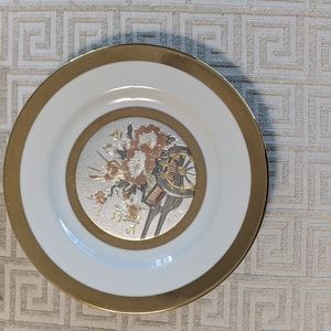 Chokin Plate #7034 Artist Yoshinobu Hara Floral Design ~ Limited Edition